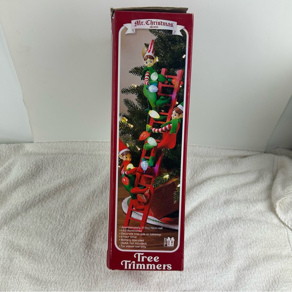NOS - Mr. Christmas Climbing Elves Tree Trimmers Ladder Lights 27.5” - Picture 3 of 15